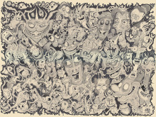 Erol-Zendis-El-Mond-Est-Flachen-The-Mega-Doodle-104cm-X-77cm-Ink-on-card